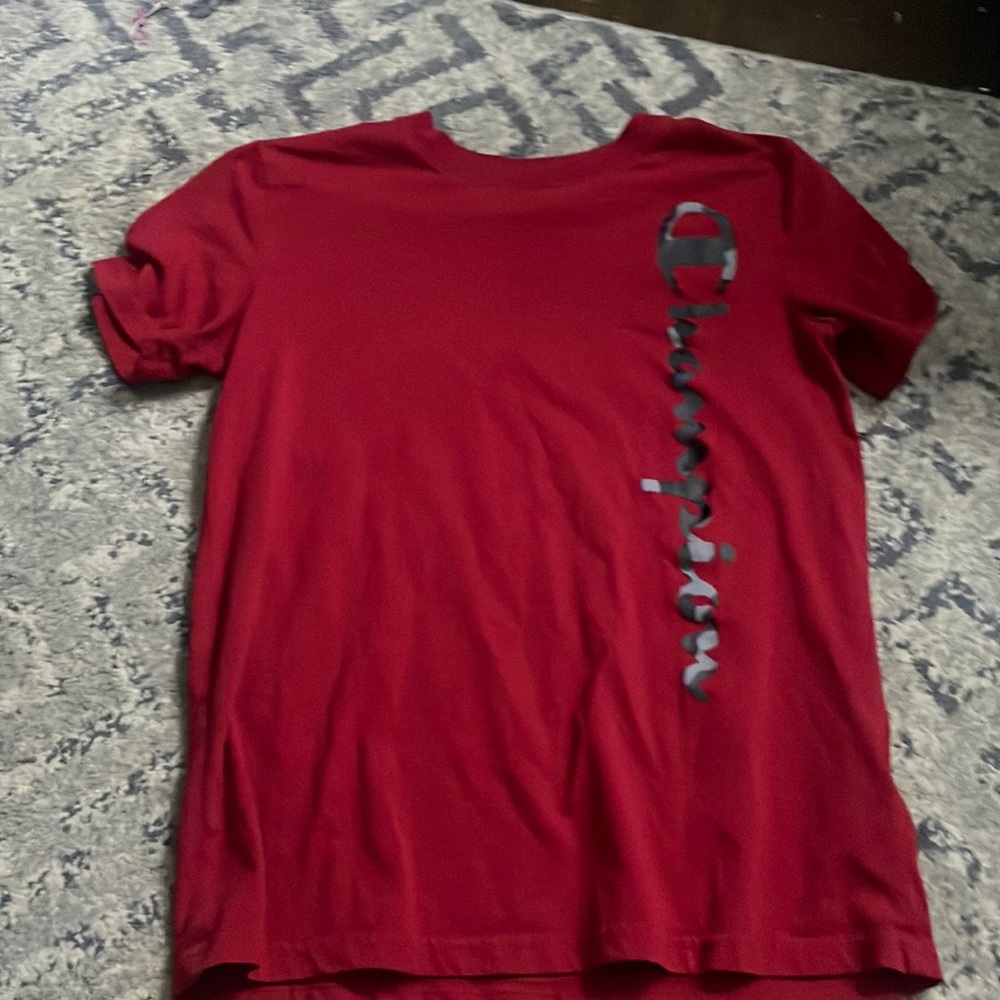Red champion T shirt